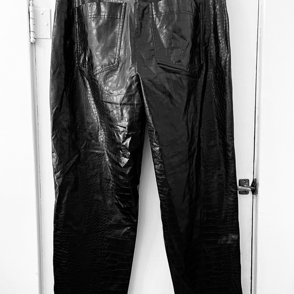 A new day faux leather pants, black, sz 14, high rise, straight leg - Picture 2 of 5